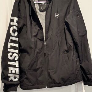 Hollister Black Jacket with Bold Sleeve Logo